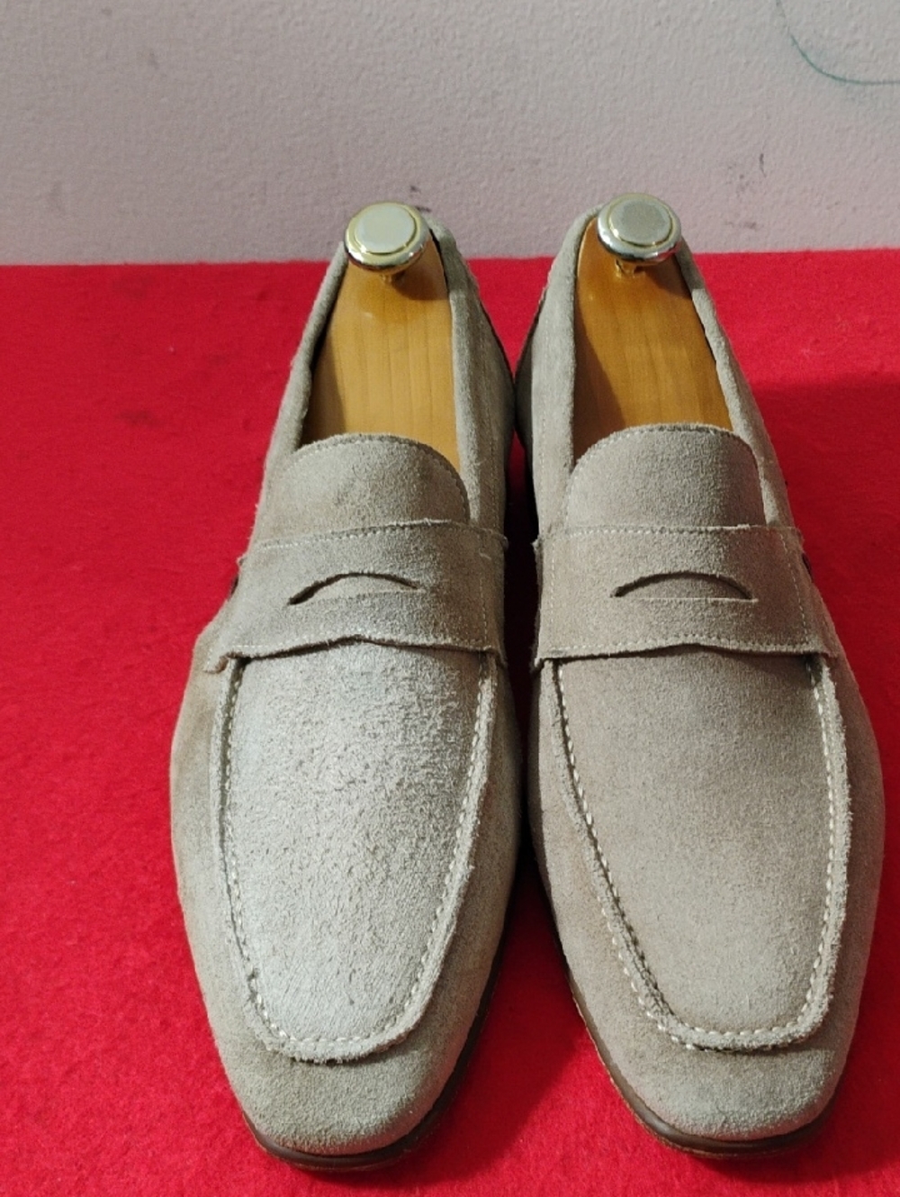 Bruno Magli Men's Suede Penny Loafers in Beige